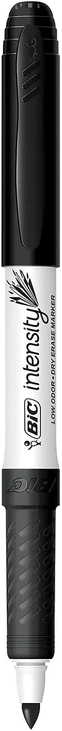 BIC Intensity Black Low Odor Dry Erase Markers, Fine Tip, 12-Count