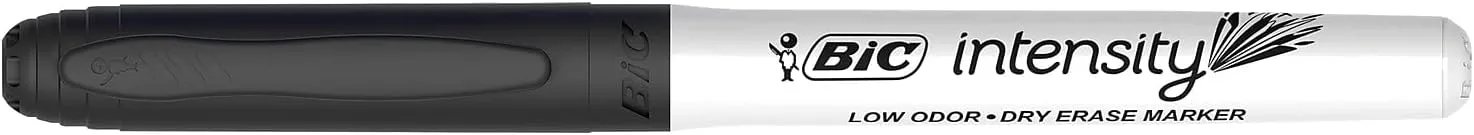 BIC Intensity Black Low Odor Dry Erase Markers, Fine Tip, 12-Count