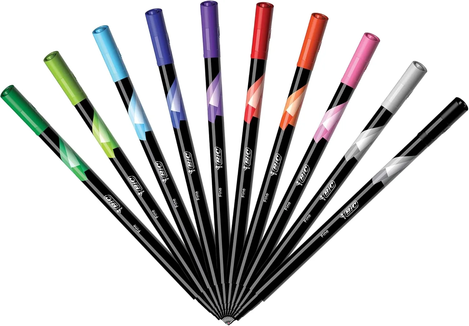 BIC Intensity Fineliner Marker Pen Set, Fine Point Pens (0.4 mm), Assorted Colors, 10-Count Pack, Markers for School Fine Point 10 Count (Pack of 1)