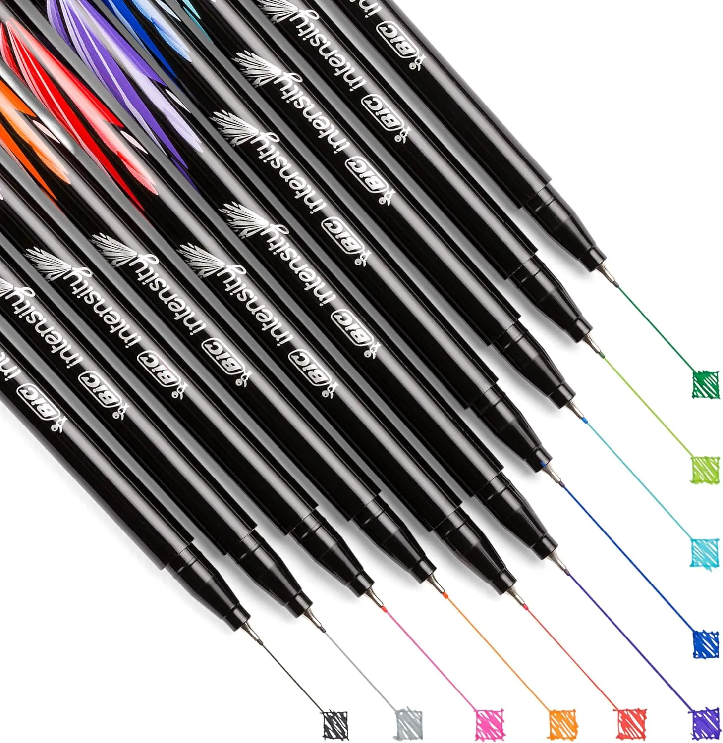 BIC Intensity Fineliner Marker Pen Set, Fine Point Pens (0.4 mm), Assorted Colors, 10-Count Pack, Markers for School Fine Point 10 Count (Pack of 1)