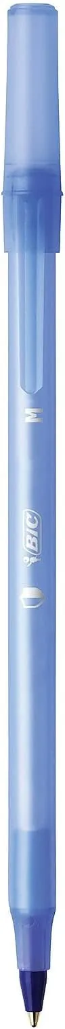 BIC PrevaGuard Round Stic Ballpoint Pen With Built-in Protection To Suppress Bacteria Growth, Medium Point (1.0 mm), Blue, 12-Count