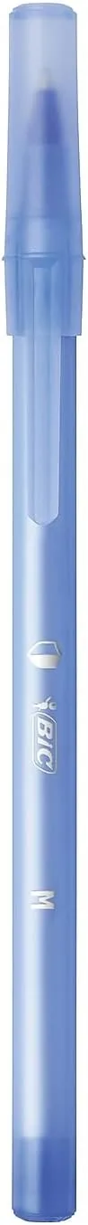 BIC PrevaGuard Round Stic Ballpoint Pen With Built-in Protection To Suppress Bacteria Growth, Medium Point (1.0 mm), Blue, 12-Count