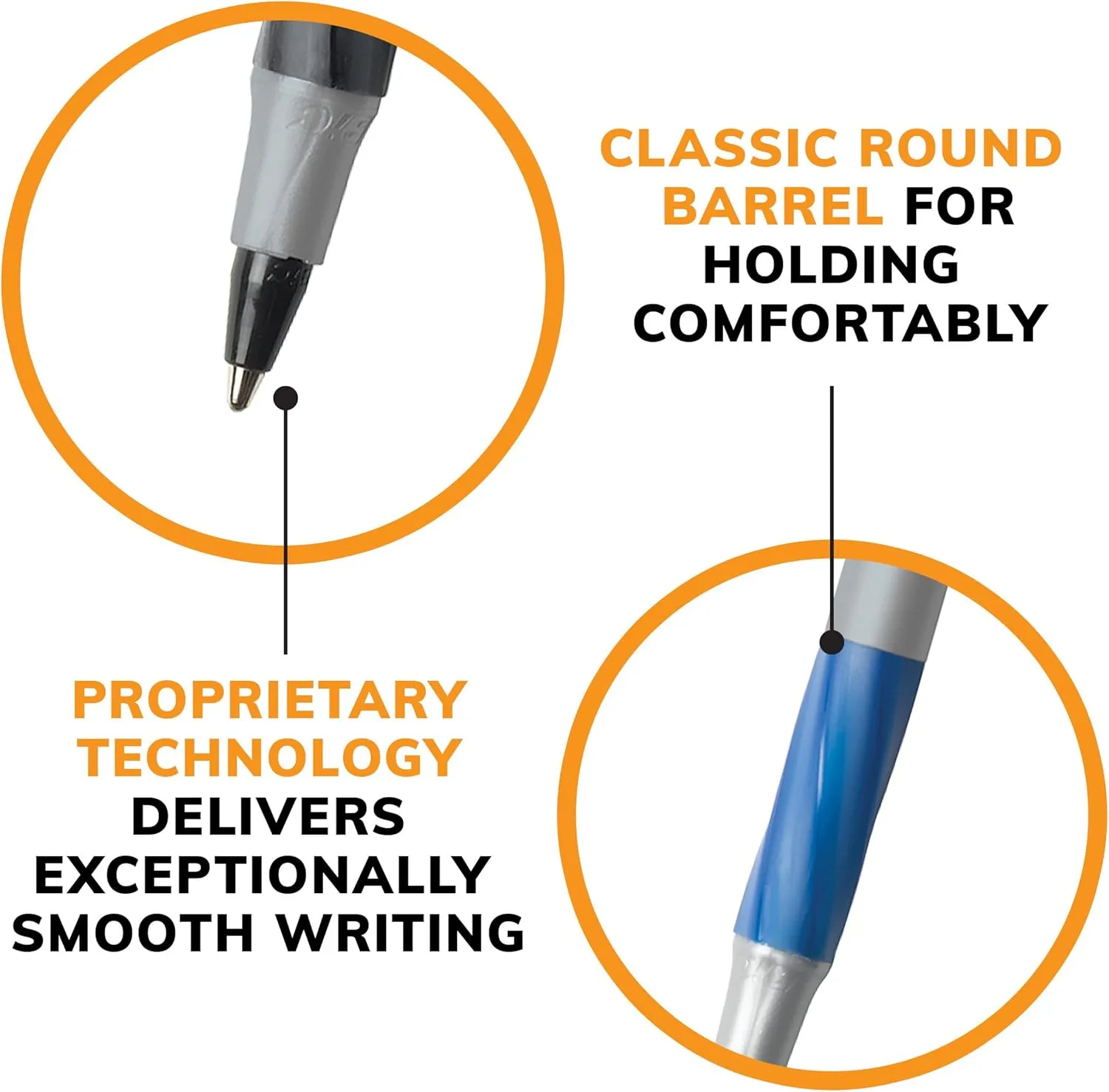 BIC Round Stic Grip Xtra Comfort Assorted Colors Ballpoint Pens, Medium Point (1.2mm), 36-Count Pack