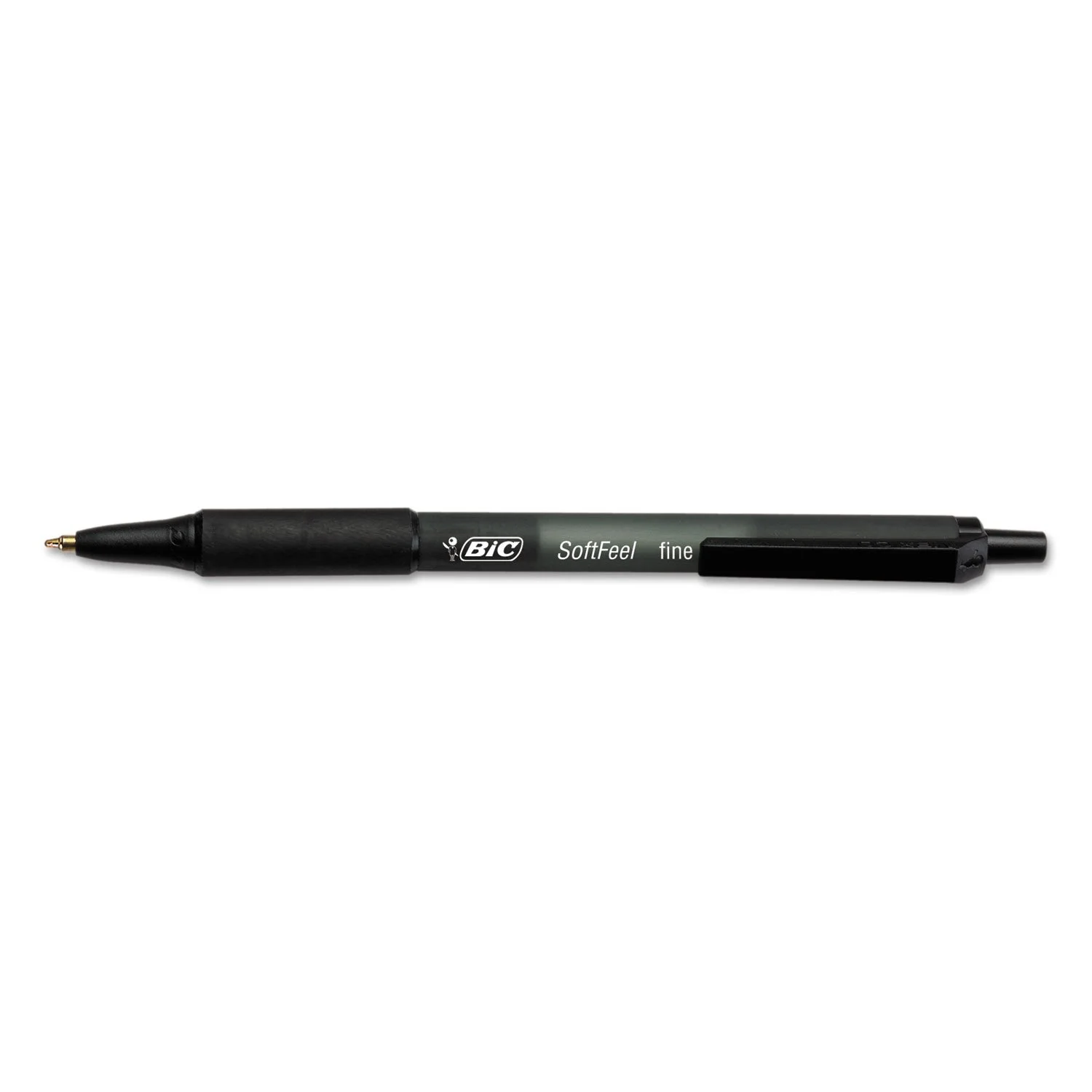 BIC Soft Feel Black Retractable Ballpoint Pens, Fine Point (0.8mm), 12-Count Pack