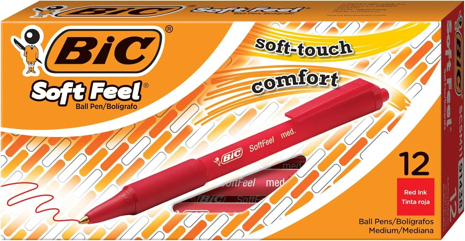 BIC Soft Feel Retractable Ballpoint Pens, Medium Point (1.0 mm)
