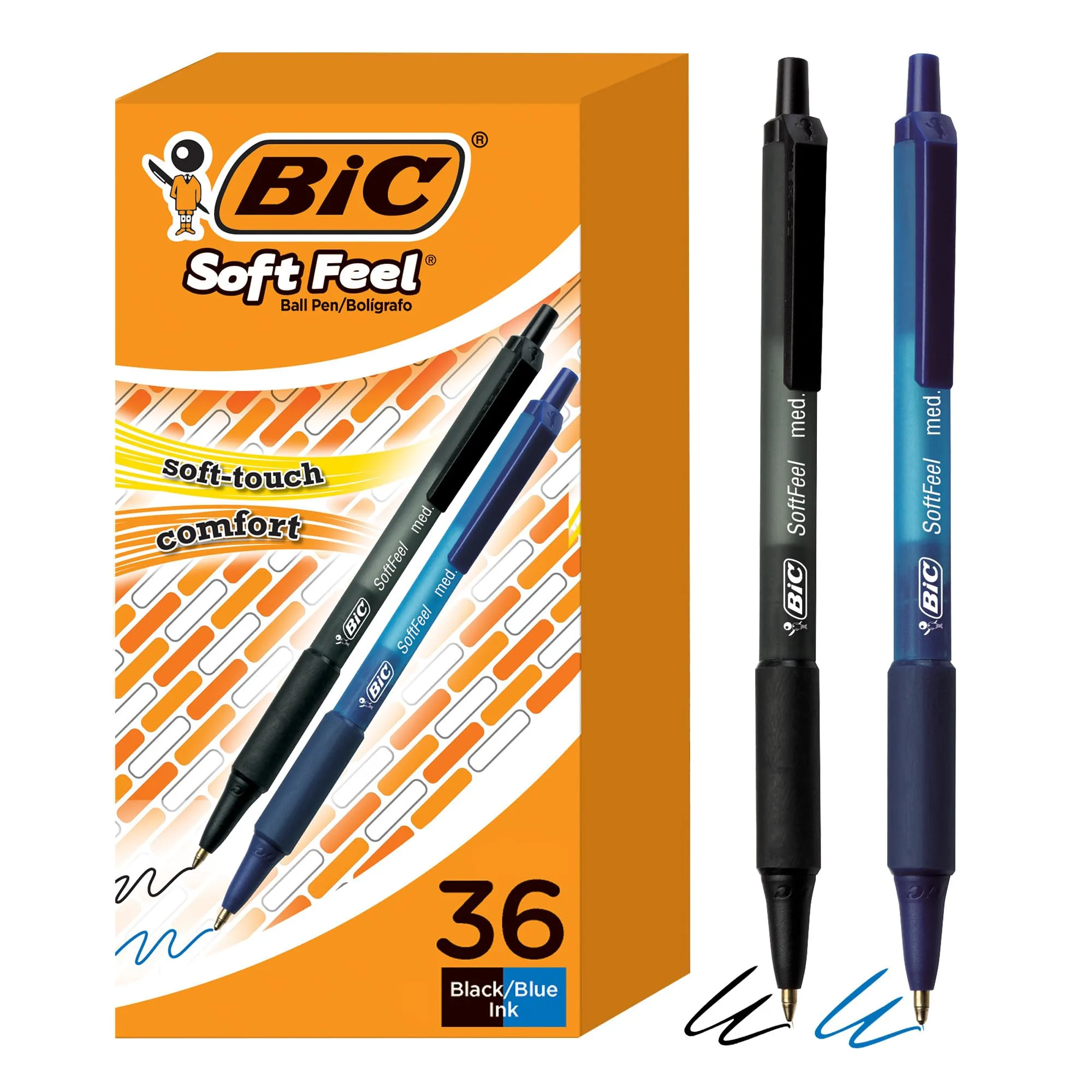 BIC Soft Feel Retractable Ballpoint Pens, Medium Point (1.0 mm)