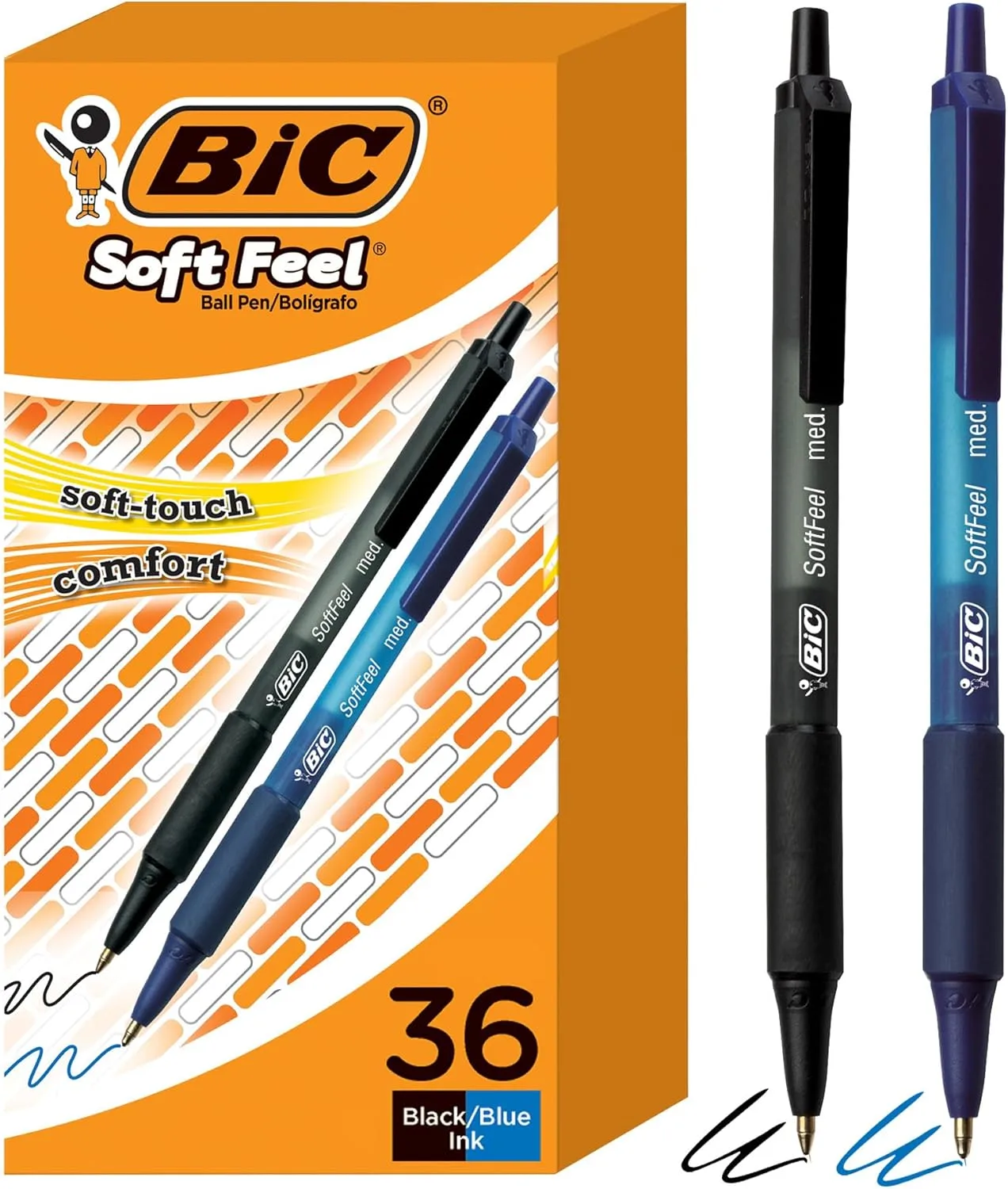 BIC Soft Feel Retractable Ballpoint Pens, Medium Point (1.0 mm)