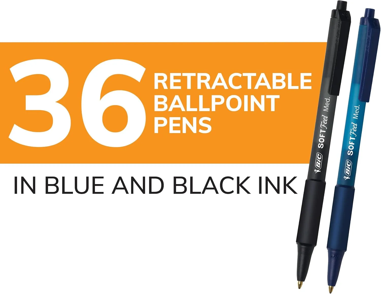 BIC Soft Feel Retractable Ballpoint Pens, Medium Point (1.0 mm)