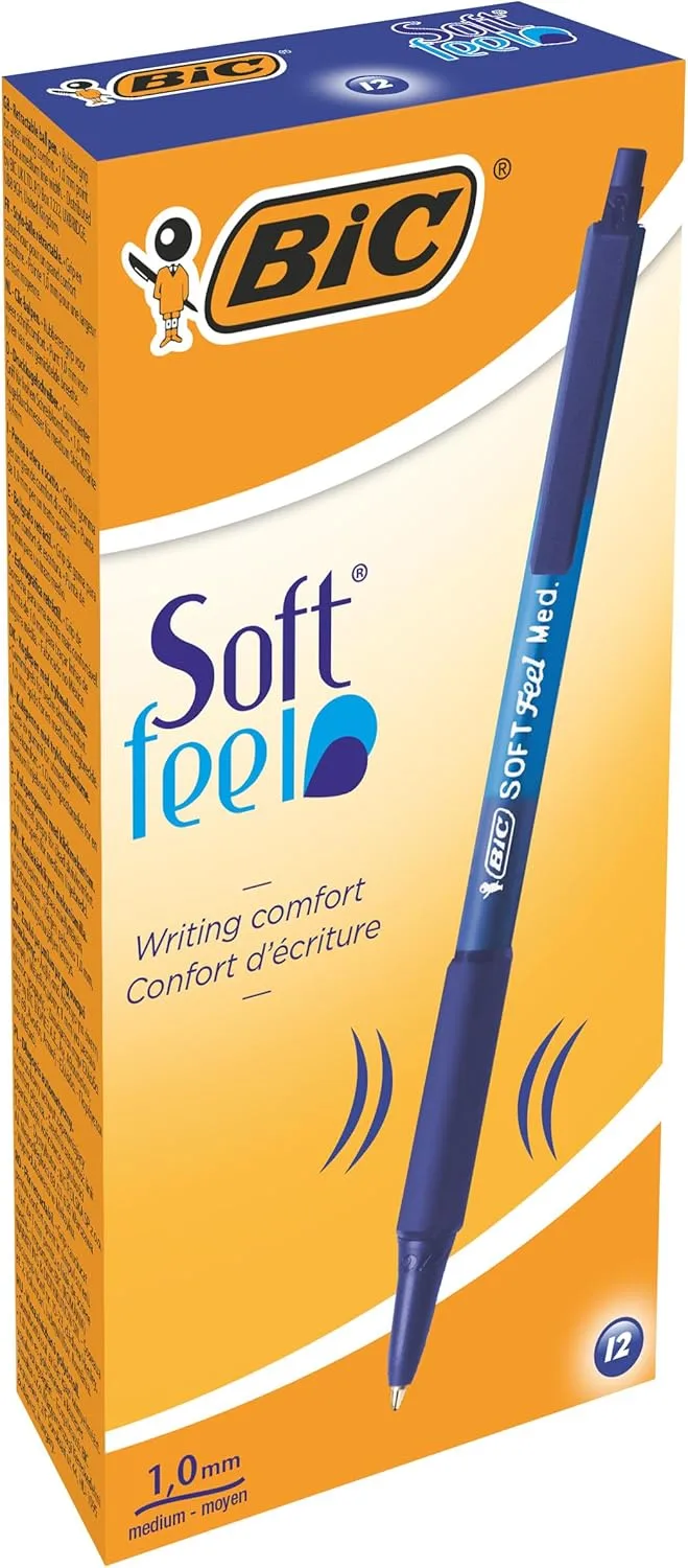 BIC Soft Feel Retractable Ballpoint Pens, Medium Point (1.0 mm)