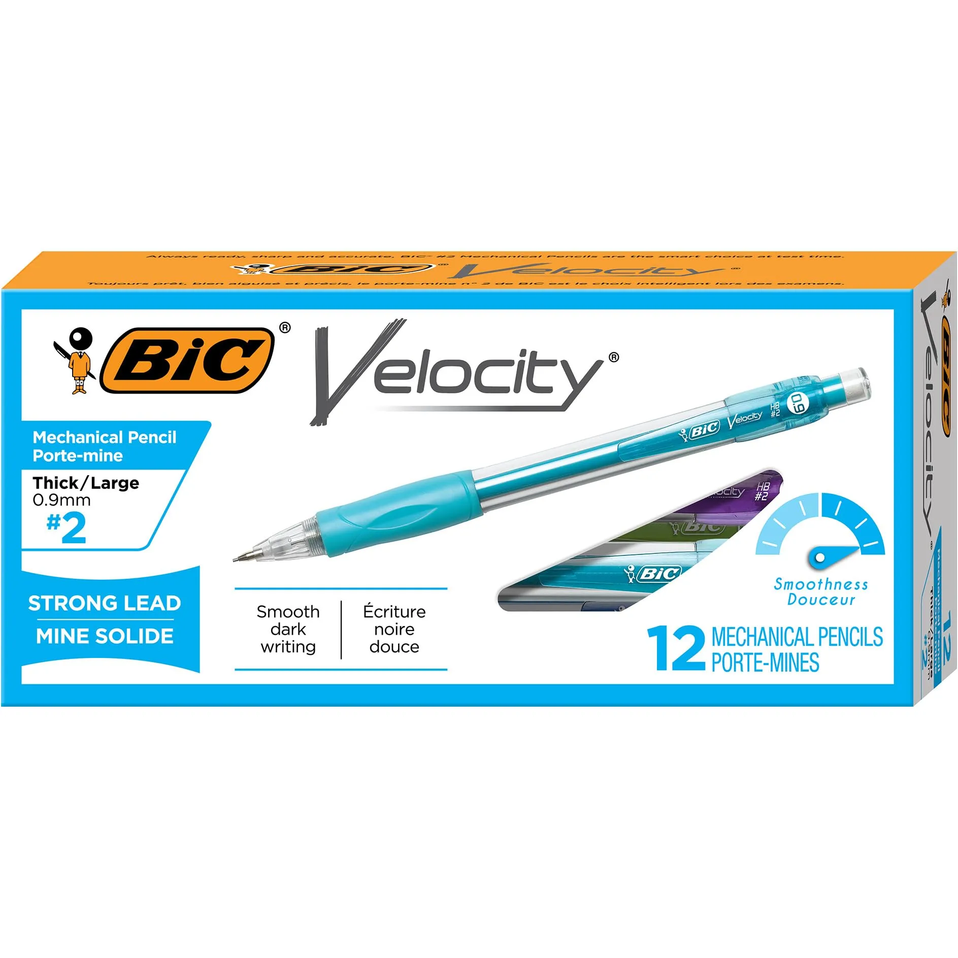 BIC Velocity Strong Lead Mechanical Pencils, Thick Point (0.9mm), 12-Count