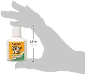 BIC Wite-Out Extra Coverage Correction Fluid, 0.68 oz (20 mL), White, Pack Of 12