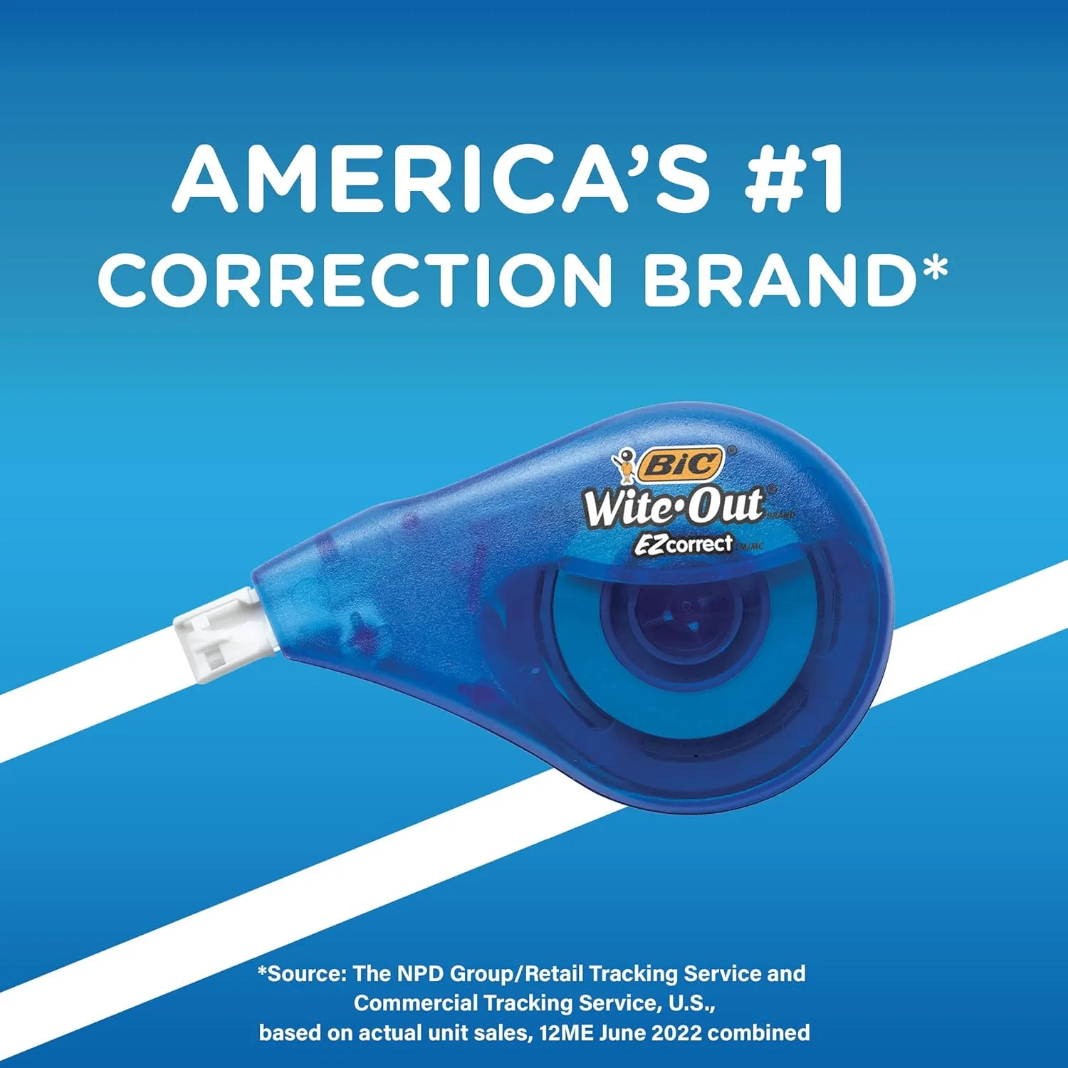 BIC Wite-Out Brand EZ Correct Correction Tape, 19.8 Feet, 4-Count Pack of White Correction Tape, Fast