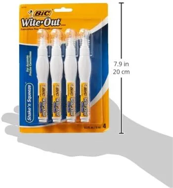 BIC Wite-Out Shake 'n Squeeze Correction Pen, 8 ml, 4-Pack