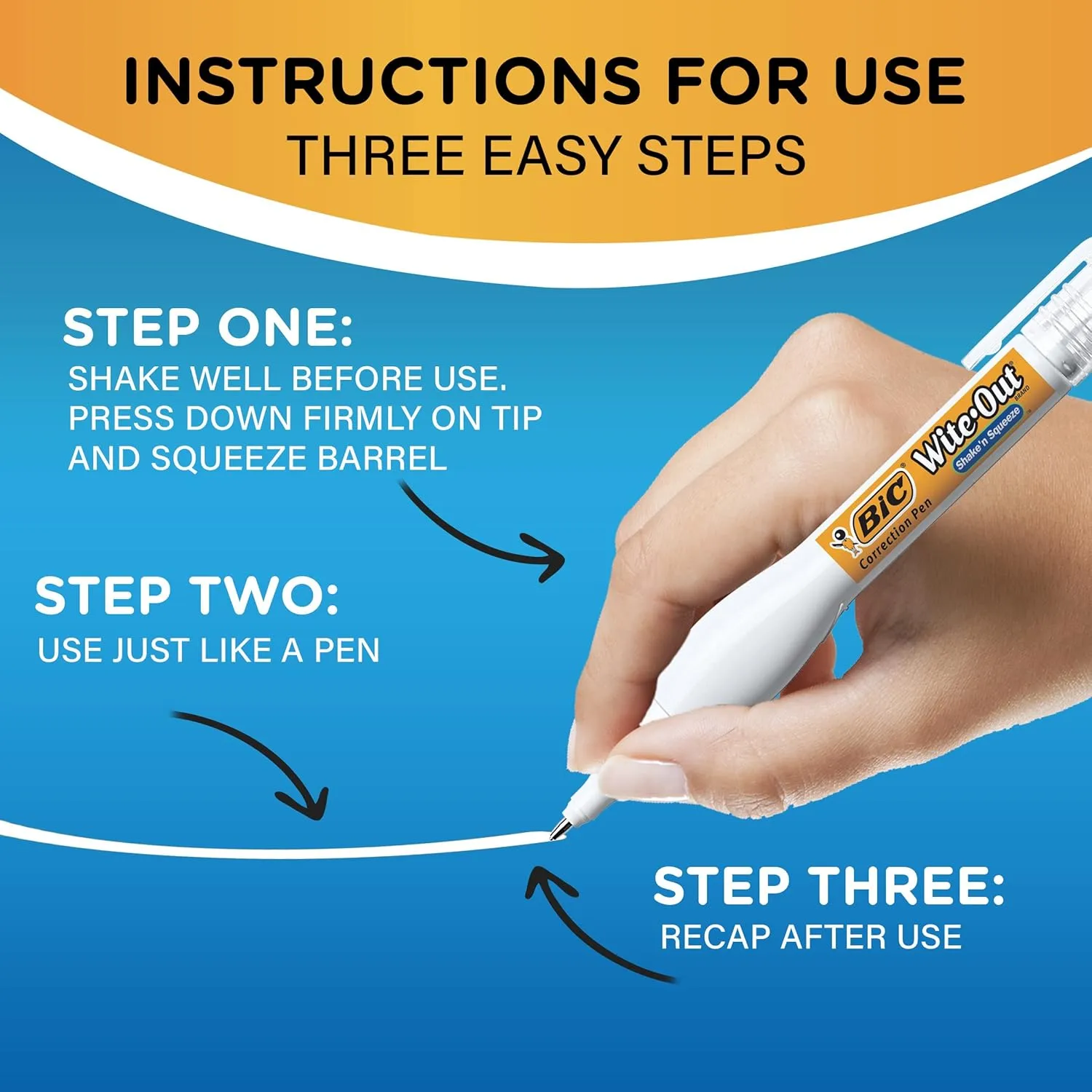 BIC Wite-Out Shake 'n Squeeze Correction Pen, 8 ml, 4-Pack