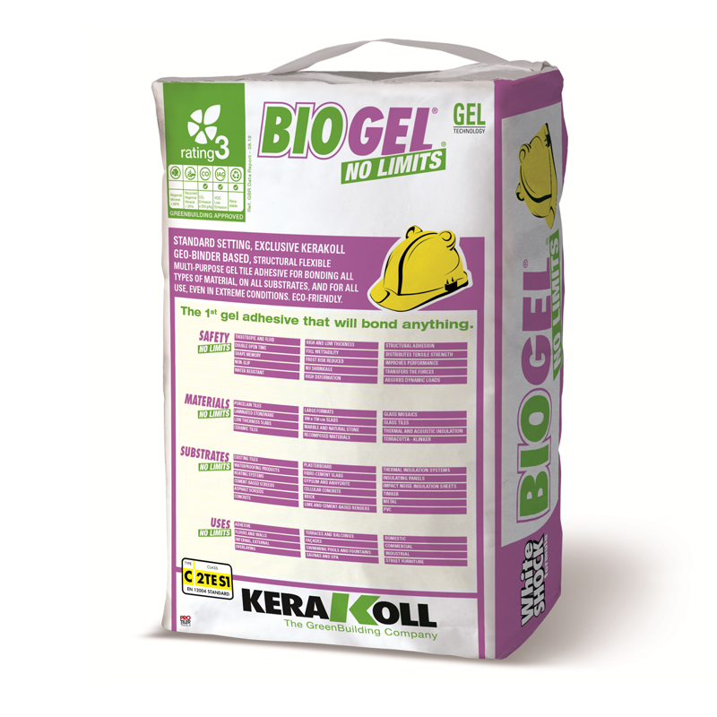 ADEZIV MINERAL ALB GEL BIOGEL NO LIMITS 13648, 25kg/sac - kerakoll