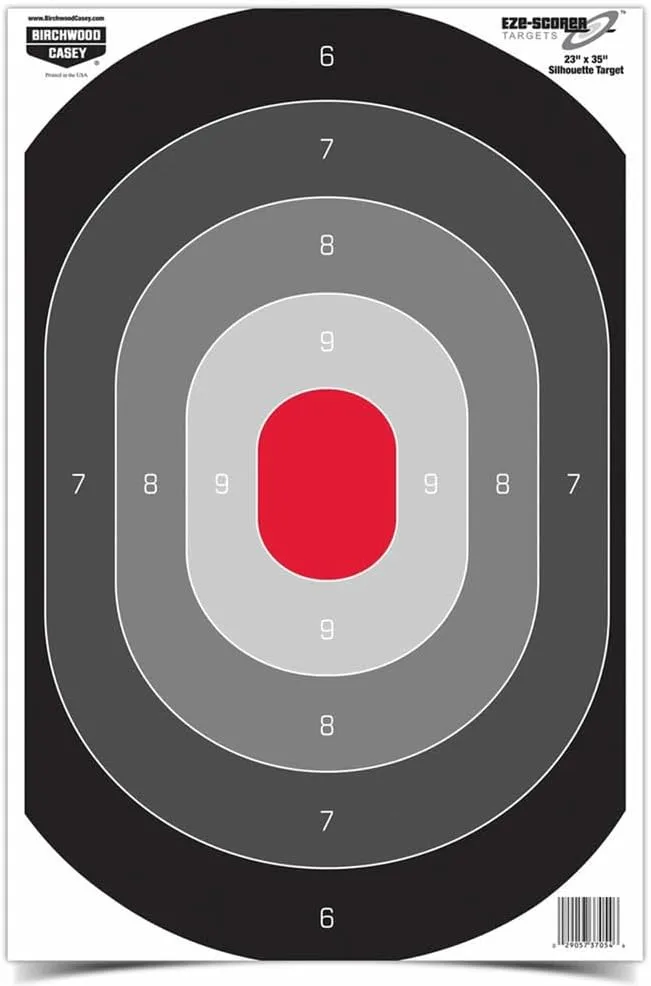 Birchwood Casey 23" x 35" Eze-Scorer Silhouette Oval Shoot-Up Brilliant White Paper Targets for Indoor and Outdoor Use