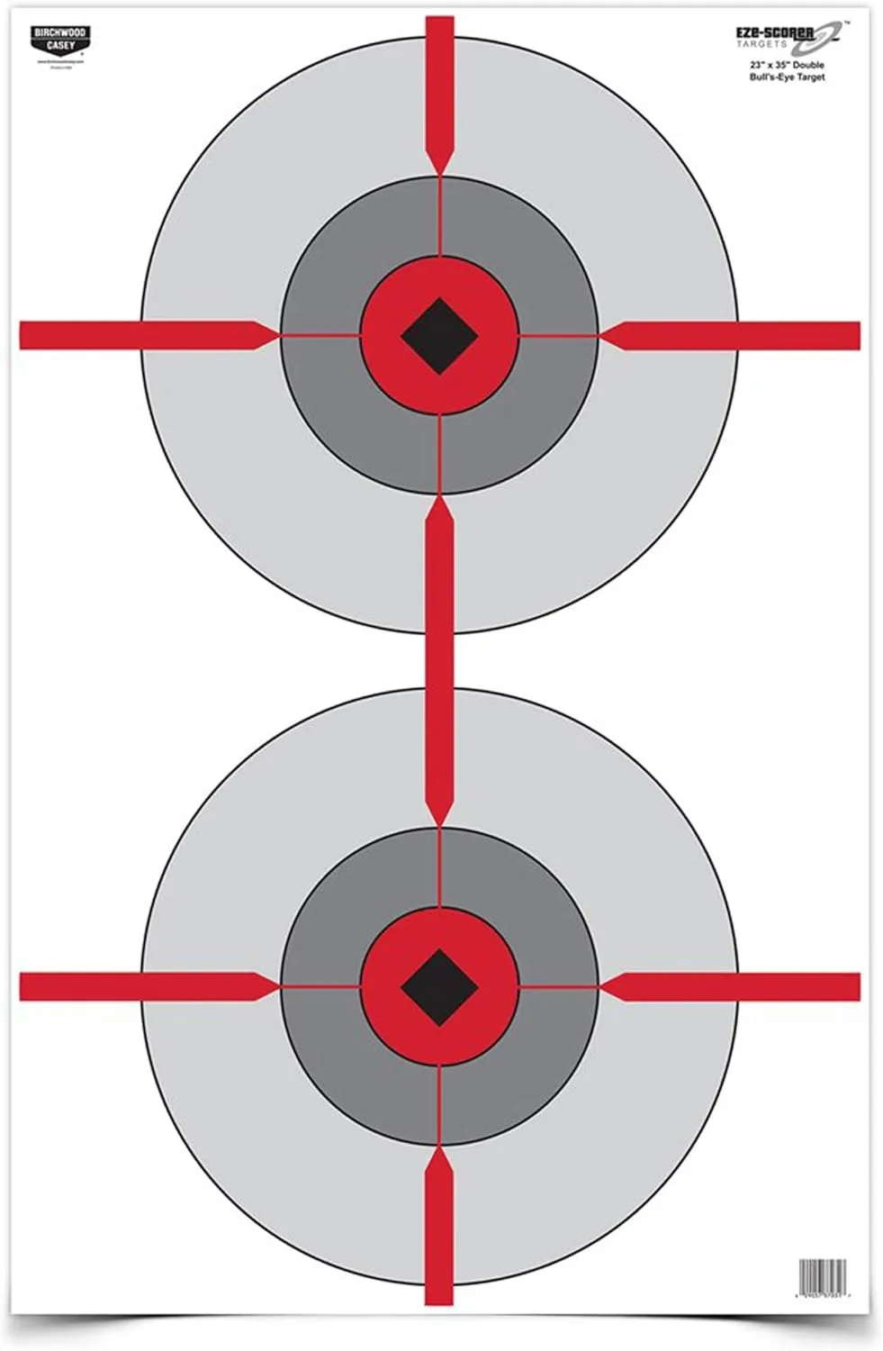 BIRCHWOOD CASEY 23" x 35" Eze-Scorer Double Bull's-Eye Shoot-Up Brilliant White Paper Targets for Indoor and Outdoor Use