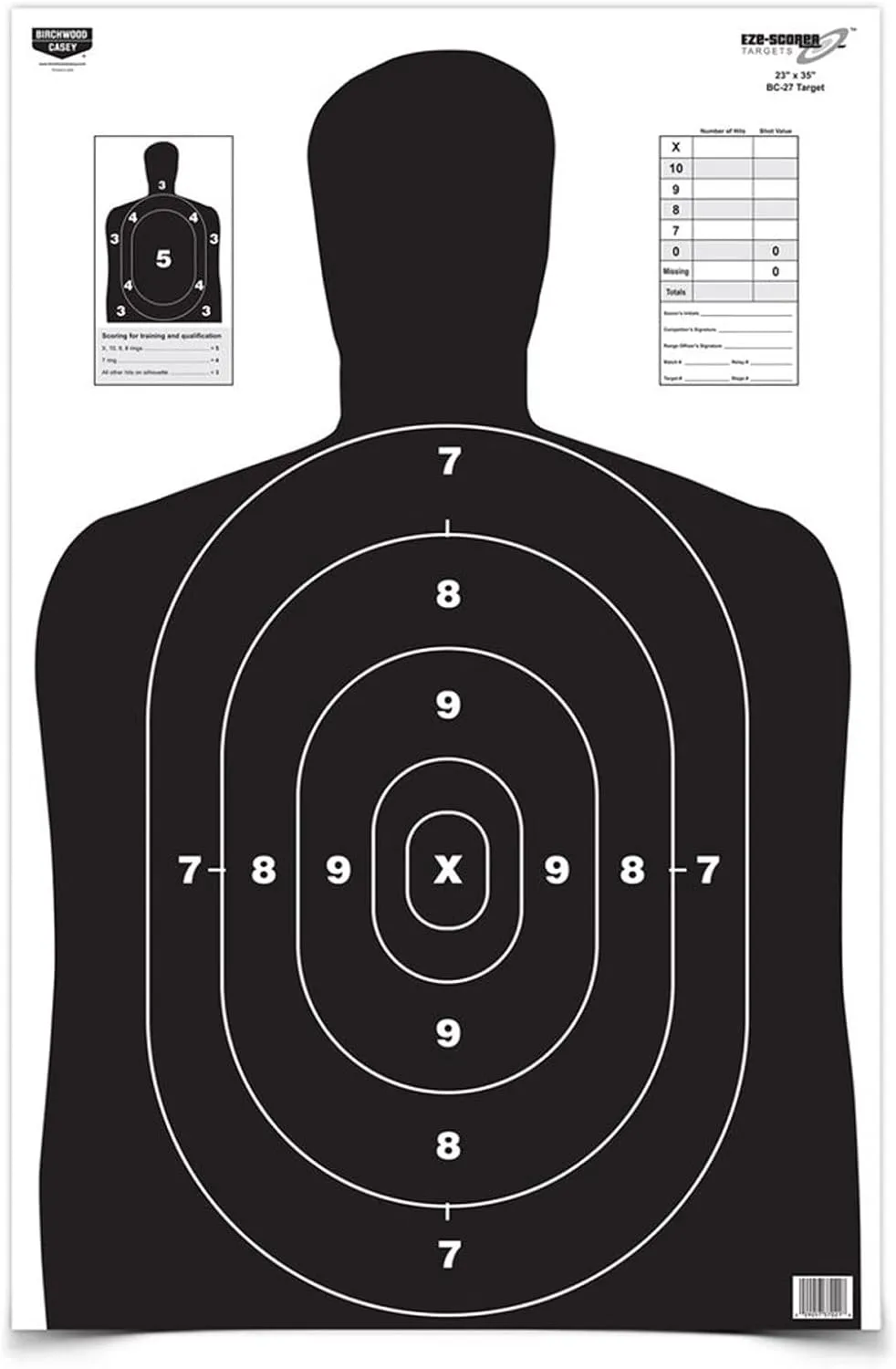 BIRCHWOOD CASEY Eze-Scorer BC-27 High-Contrast Silhouette Paper Targets