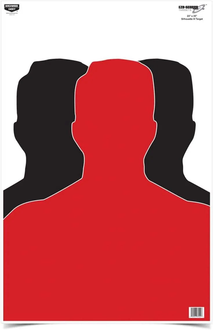 Birchwood Casey 23" x 35" Eze-Scorer Silhouette III Shoot-Up Brilliant White Paper Targets for Indoor and Outdoor Use