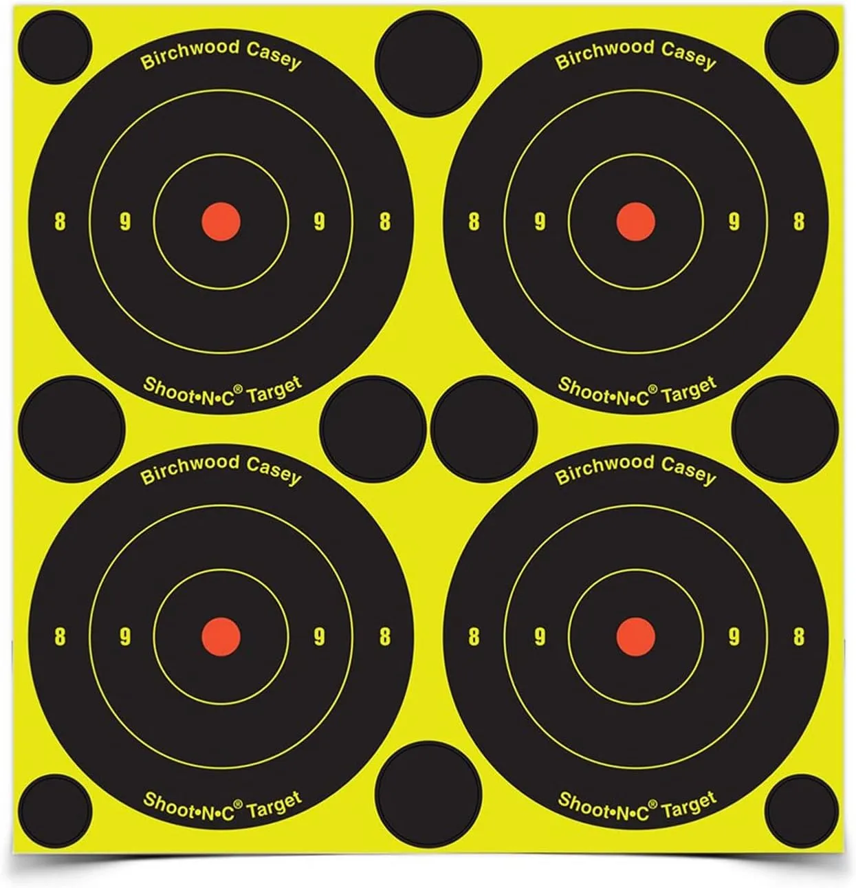 BIRCHWOOD CASEY 8" Eze-Scorer Bull's-Eye Practice Shoot-Up Brilliant White Paper Targets for Indoor and Outdoor Use