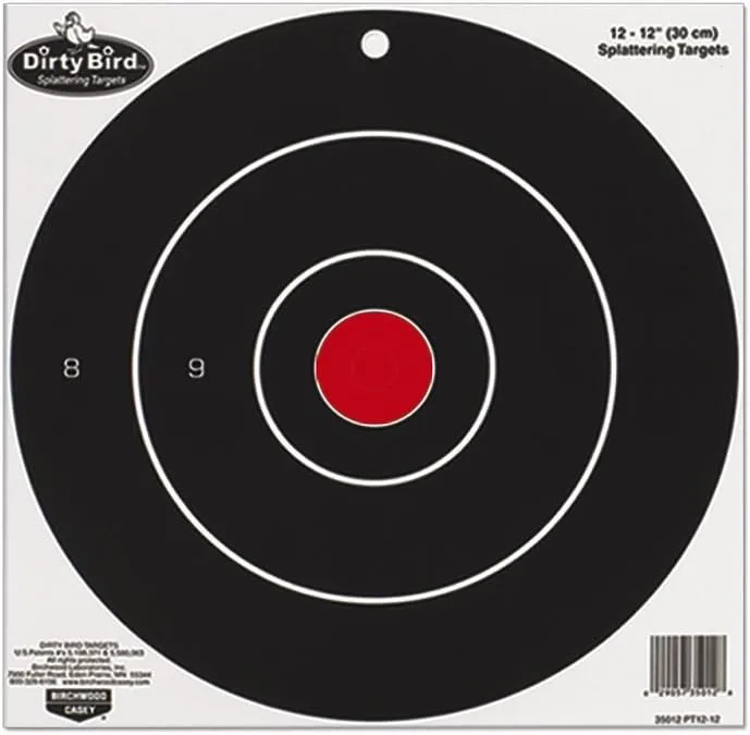 BIRCHWOOD CASEY Dirty Bird 12" Bull's-Eye Paper Targets