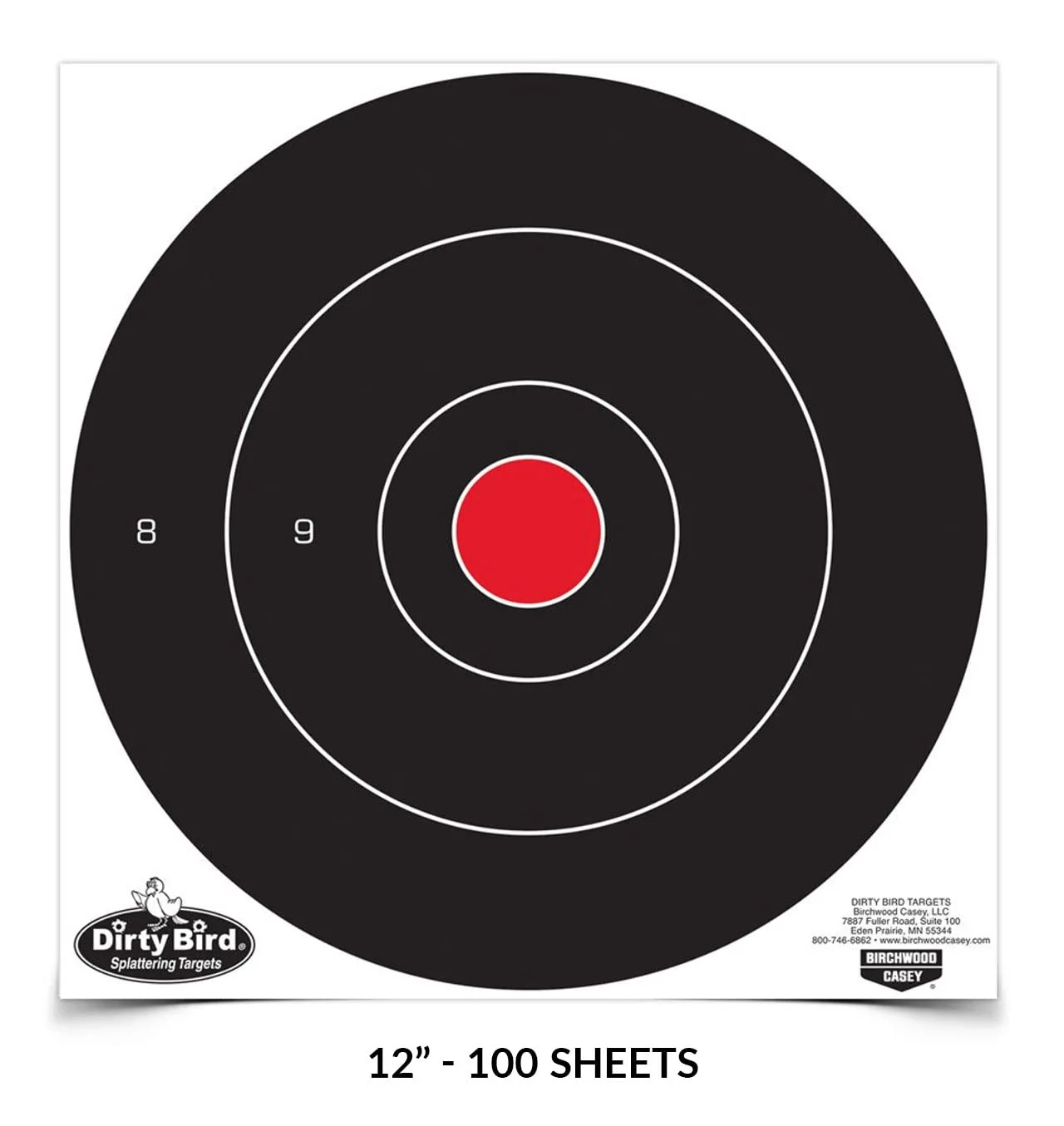 BIRCHWOOD CASEY Dirty Bird 12" Bull's-Eye Paper Targets