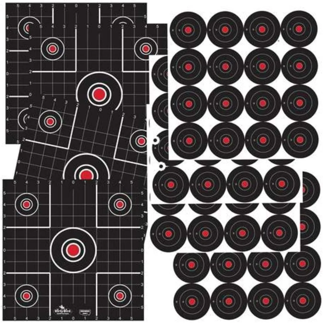 Birchwood Casey Non-Adhesive Dirty Bird White Splattering 12" Practice Shooting Sight-in & Bull's-Eye Target Combo