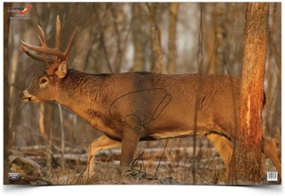 BIRCHWOOD CASEY 23" x 35" Eze-Scorer Highly Visible Non-Reactive Animal Shooting Paper Target (Folded), 2 Pack Whitetail Deer