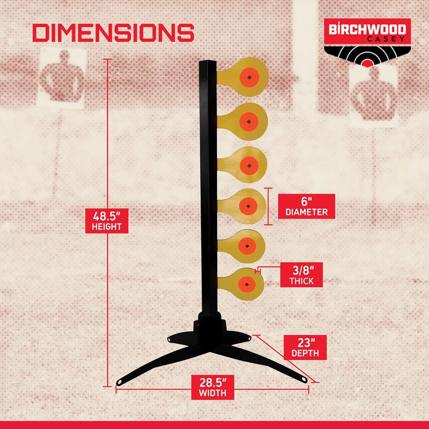 Birchwood Casey Handgun Dueling Tree Target with AR500 Steel Paddles, World of Targets