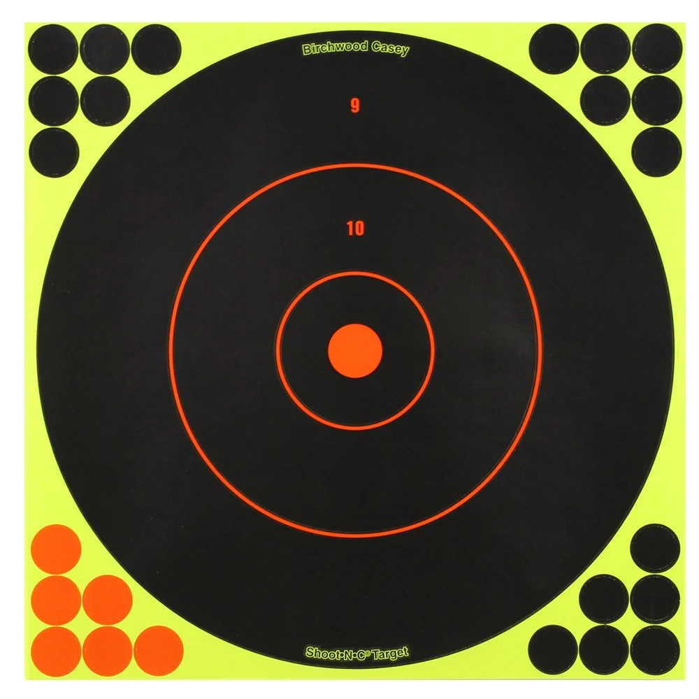 BIRCHWOOD CASEY Shoot-N-C 12" Bull's-Eye Reactive Self-Adhesive Targets with Repair Pasters
