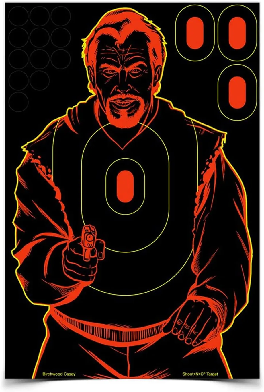 BIRCHWOOD CASEY Shoot-N-C 12" X 18" Combo 5 Reactive Targets - 3 Handgun Trainer & 2 Bad Guy Silhouette Targets