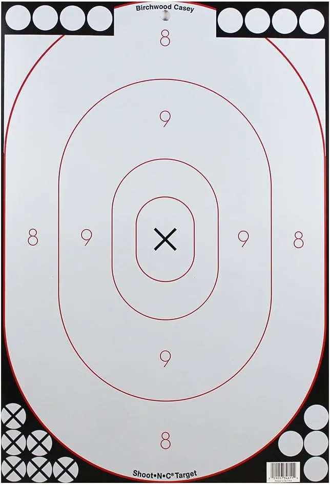 Birchwood Casey Shoot-N-C 12" X 18" Oval White & Black Silhouette Reactive Target