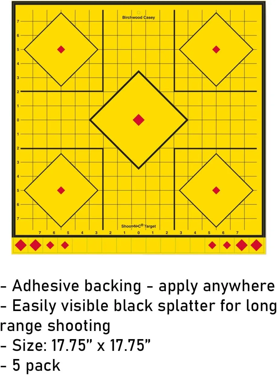 BIRCHWOOD CASEY Shoot-N-C Long Range Sight-in Always Flat Adhesive Back Shooting Training Reactive 17.75" Targets
