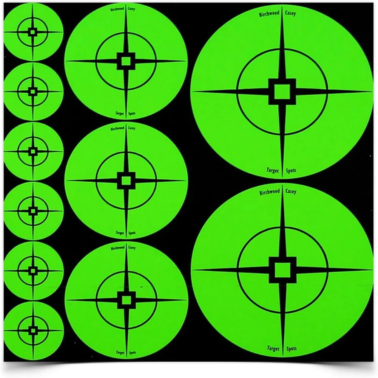 Birchwood Casey Target Spots Orange/Green Assorted Size High-Contrast Self-Adhesive Paper Shooting Targets for Gun Practice