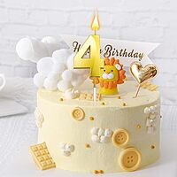 Number - 4 Gold Candle for Birthday or Anniversary Celebration