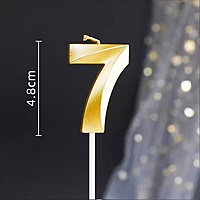 Number - 7 Gold Candle for Birthday or Anniversary Celebration
