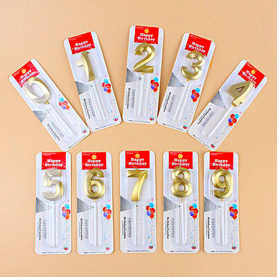 Number - 7 Gold Candle for Birthday or Anniversary Celebration