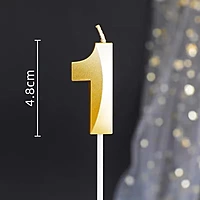Number - 1 Gold Candle for Birthday or Anniversary Celebration