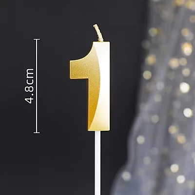 Number - 1 Gold Candle for Birthday or Anniversary Celebration