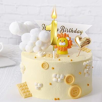 Number - 1 Gold Candle for Birthday or Anniversary Celebration