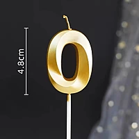 Number - 0 Gold Candle for Birthday or Anniversary Celebration