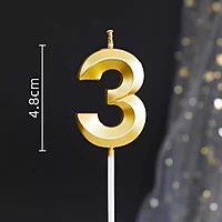 Number - 3 Gold Candle for Birthday or Anniversary Celebration