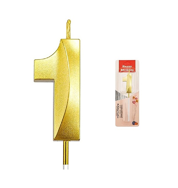 Number - 1 Gold Candle for Birthday or Anniversary Celebration