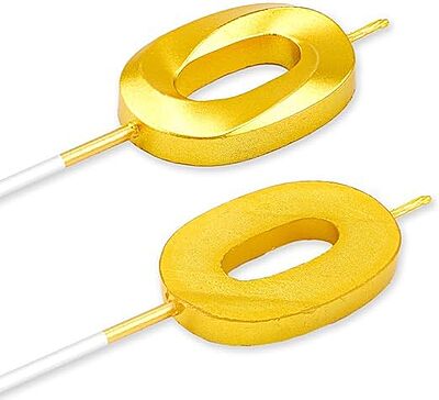 Number - 0 Gold Candle for Birthday or Anniversary Celebration