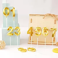 Number - 0 Gold Candle for Birthday or Anniversary Celebration