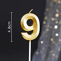 Number - 9 Gold Candle for Birthday or Anniversary Celebration