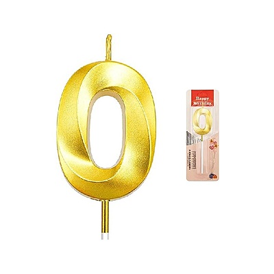 Number - 0 Gold Candle for Birthday or Anniversary Celebration