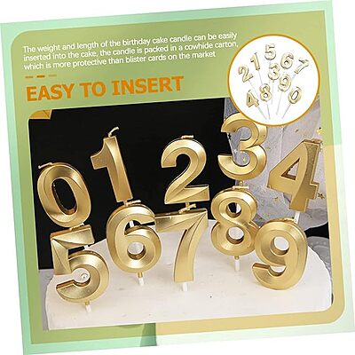 Number - 3 Gold Candle for Birthday or Anniversary Celebration