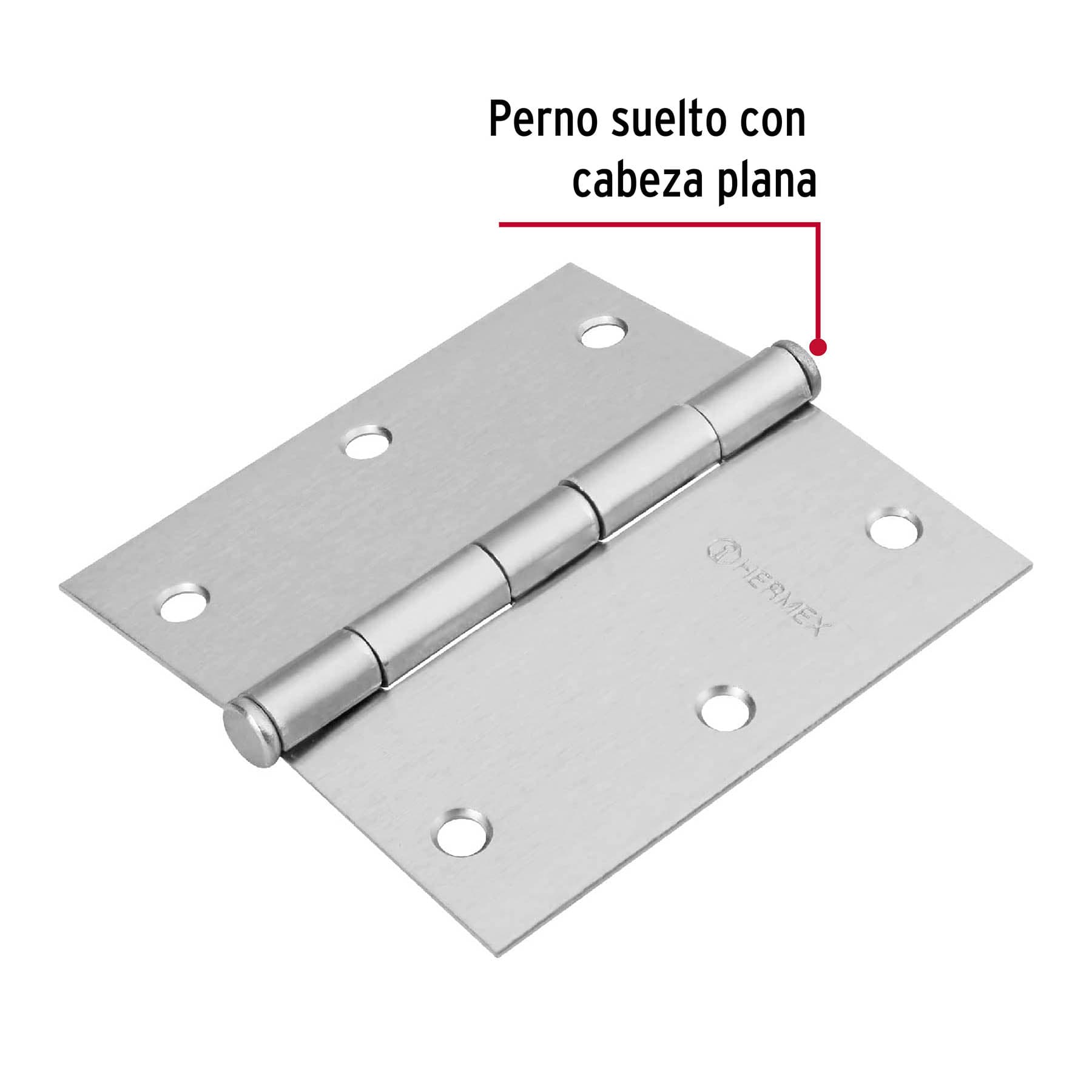 Bisagra cuadrada 3-1/2', acero cromo mate,plana,Hermex Basic - BC-353PP / 23688