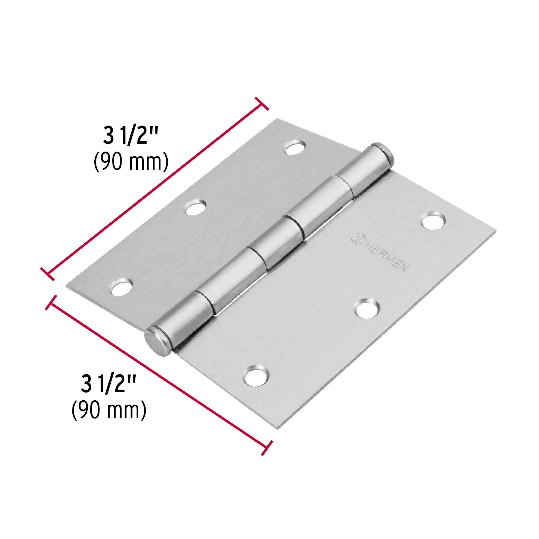 Bisagra cuadrada 3-1/2', acero cromo mate,plana,Hermex Basic - BC-353PP / 23688